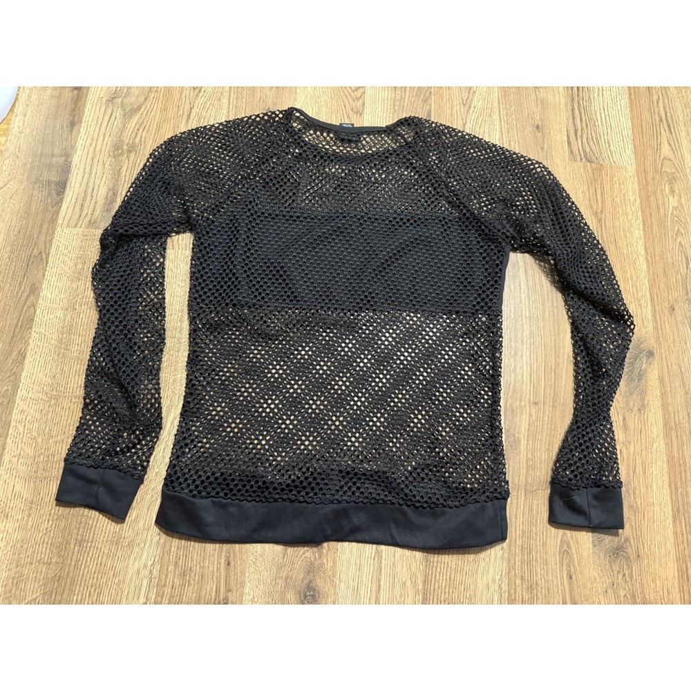 rue21 Mesh Top Womens Small Black Long Sleeve Net Overlay Goth Punk - Picture 2 of 9